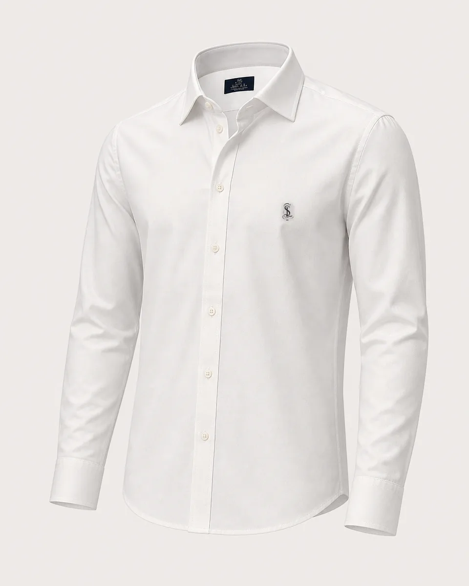 White Oxford Shirt 01, Front Three Quarter Catalog