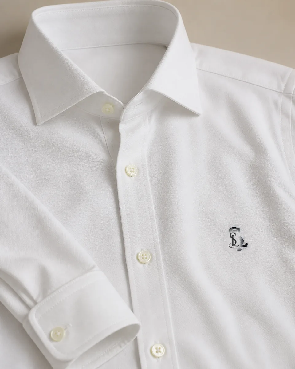 White Oxford Shirt 01, Detail Collar Cuff Logo