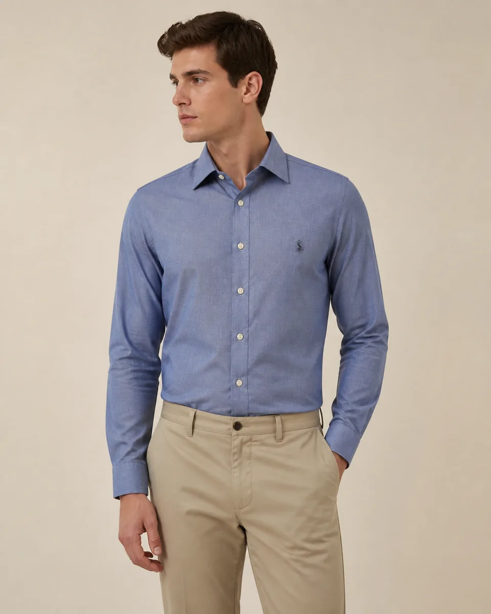 Light-Blue Oxford Shirt 01, On Model Studio