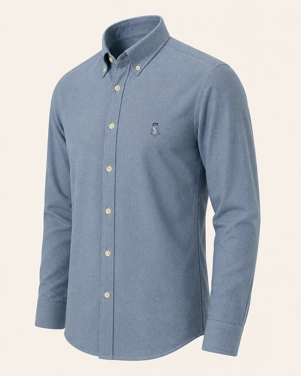 Dark-Blue Oxford Shirt 01, Front Three Quarter Catalog