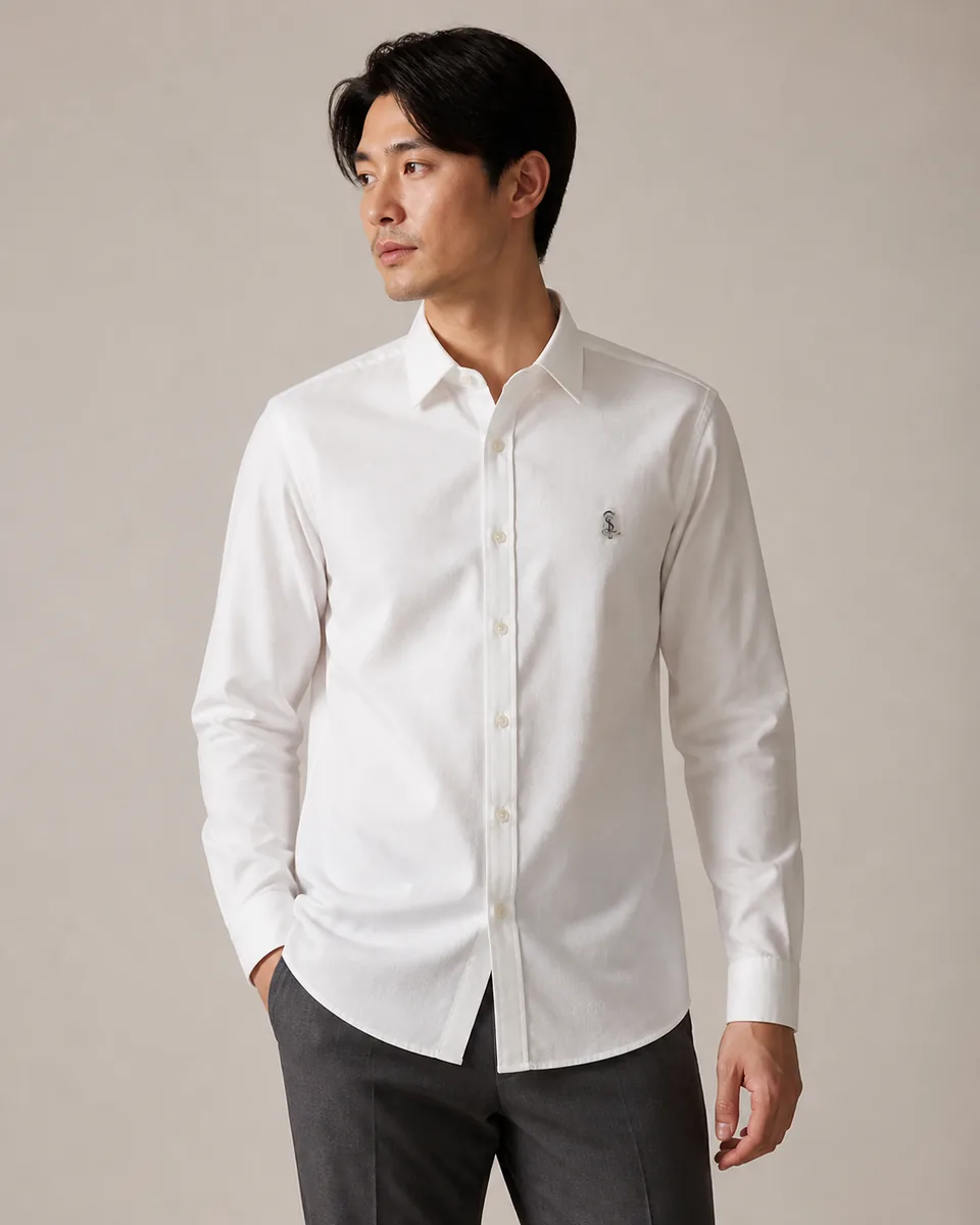 White Oxford Shirt 02, On Model Studio