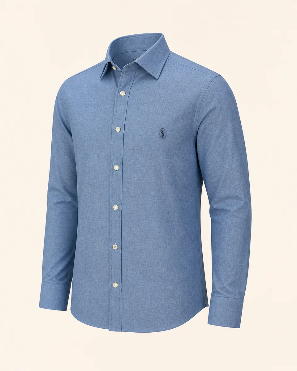 Light-Blue Oxford Shirt 02, Front Three Quarter Catalog