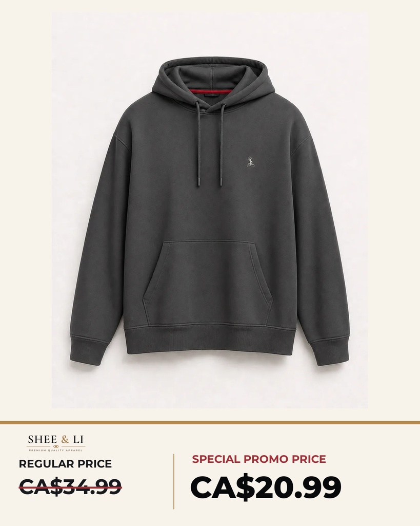 Charcoal-Grey Pullover Hoodie