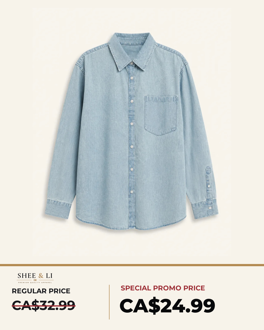 Denim Button-Up Shirt lifestyle view